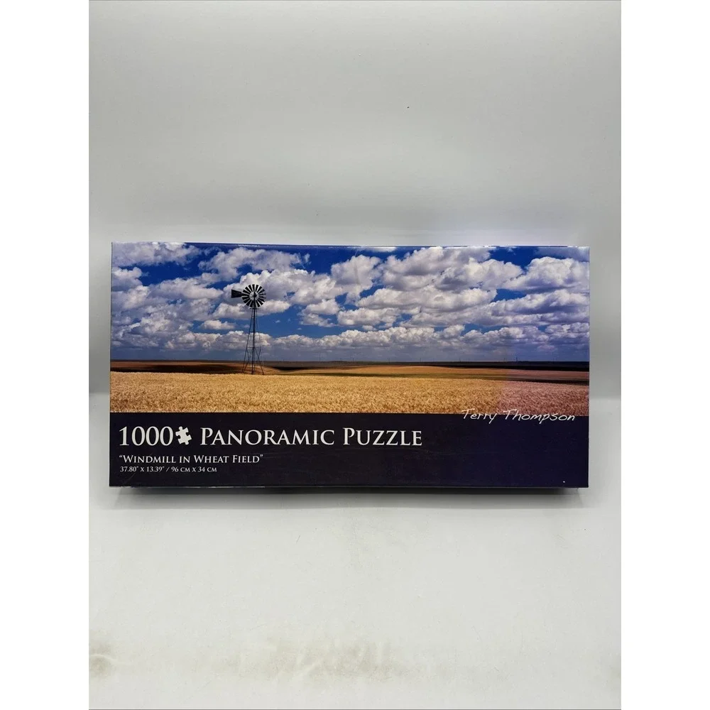 Windmill In Wheat Field Panoramic Puzzle 1000 Pieces Terry Thompson
